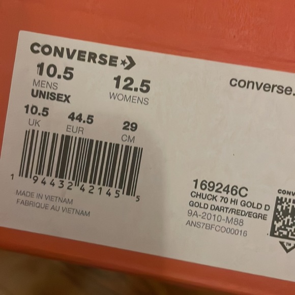 Gold/Orange 70s men Chuck Taylor converse - Picture 5 of 6